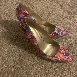 Multicolored pumps. Worn once for a birthday dinner